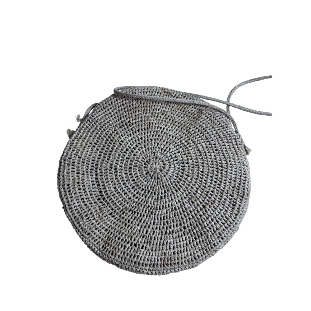 Mar Y Sol Crossbody Bag OS Tan Woven Raffia Round Canteen Purse Women